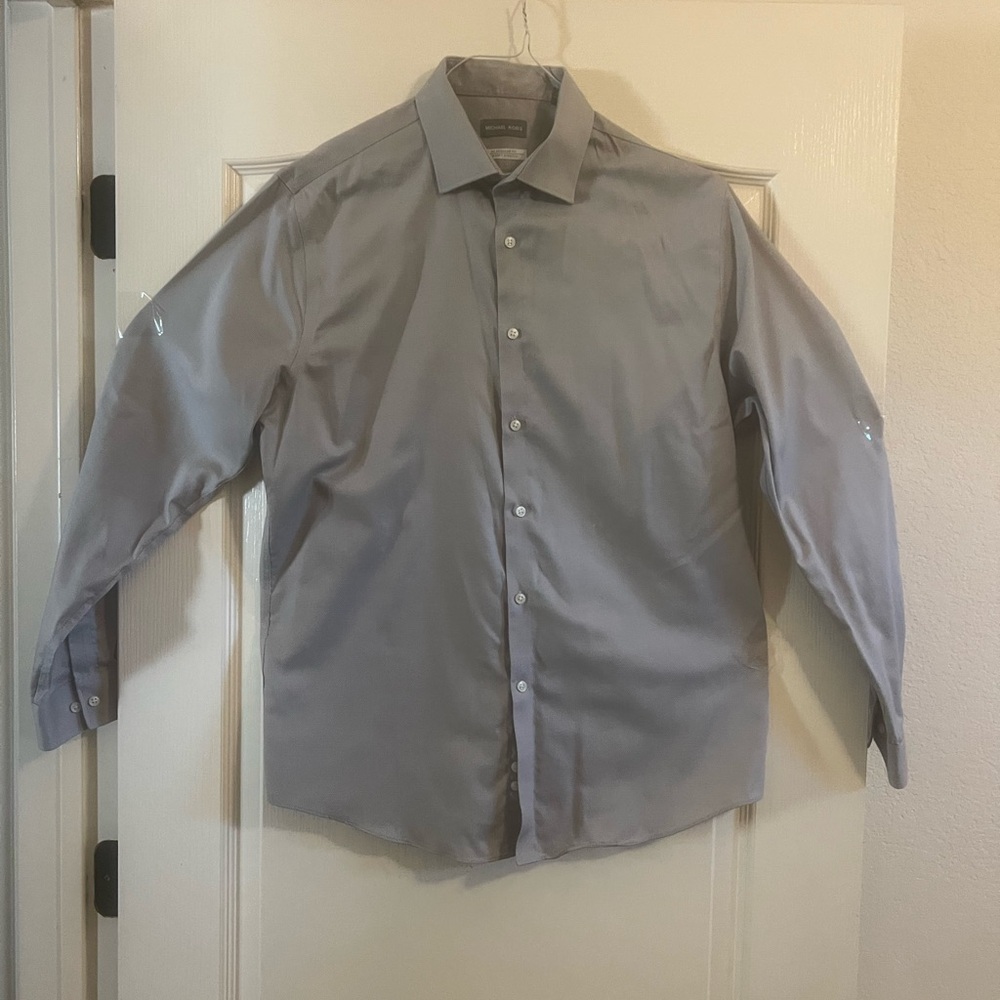 Michael Kors Light Gray Men's Dress Shirt - Button Front Collared Shirt